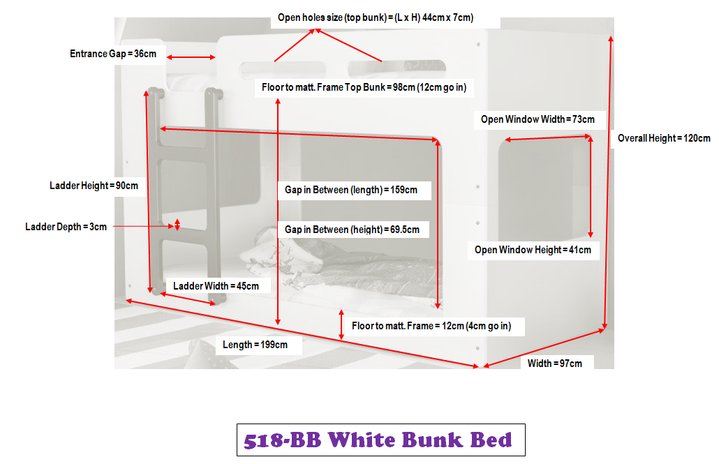 White Low Level Bunk