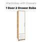 Nova Wardrobe with 1 Door & 2 Drawers