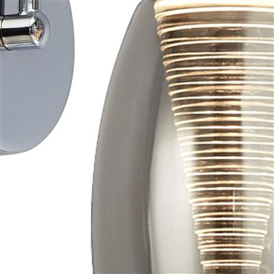 Chrome & Smoked Glass Wall Light