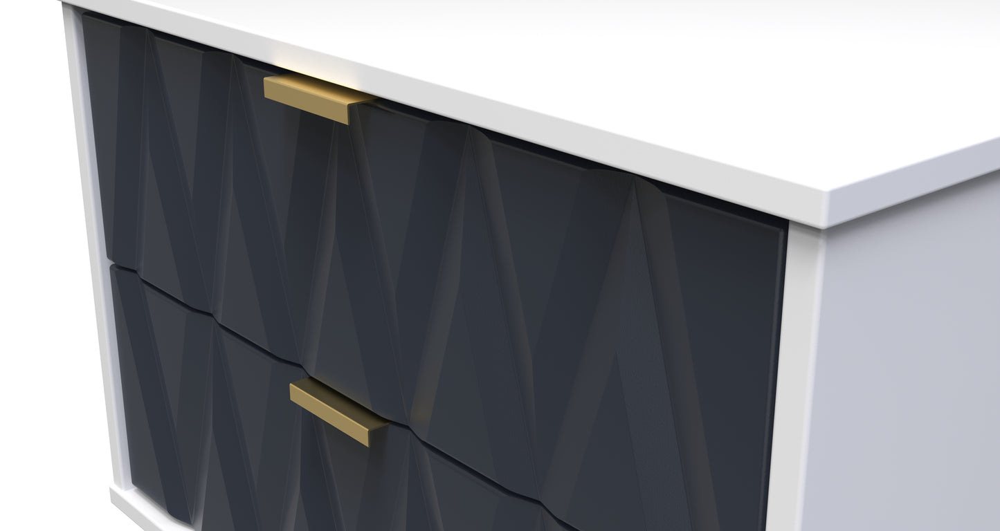 Diamond Indigo & White Matt Midi Chest of 2 Drawers