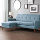 Blue Linen Retro Ottoman