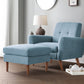 Blue Linen Retro Ottoman