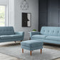 Blue Linen Retro Ottoman